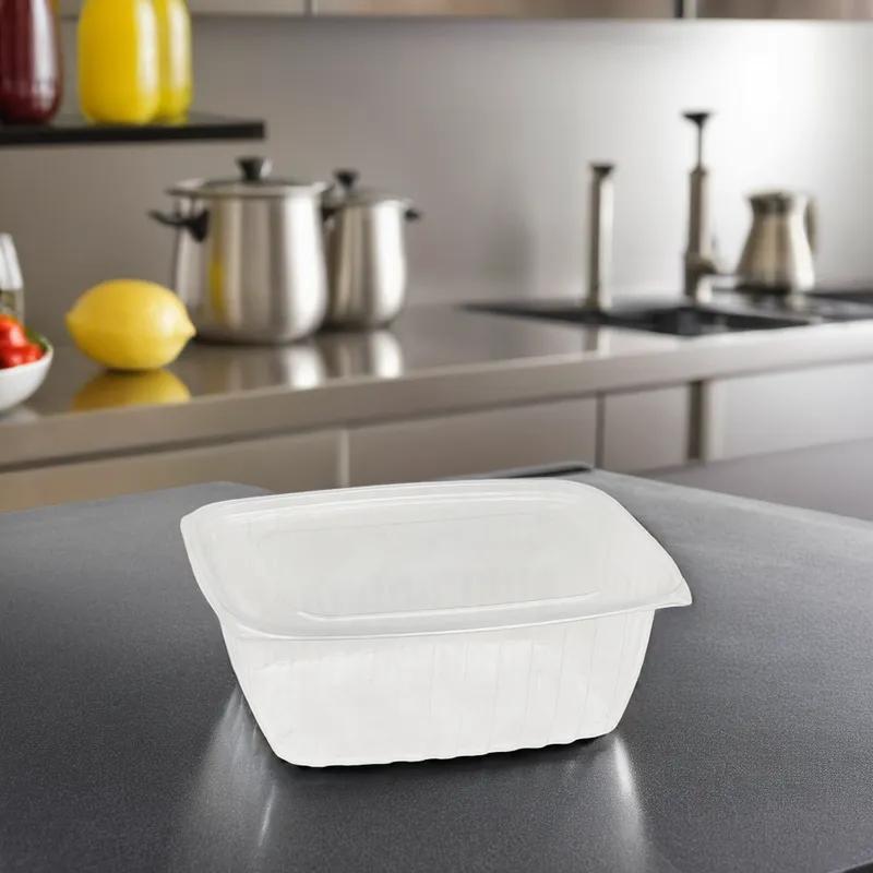 Victoria Bay Deli Container Base & Lid Combo With Flat Lid 64 OZ PLA Clear Rectangle 200/Case