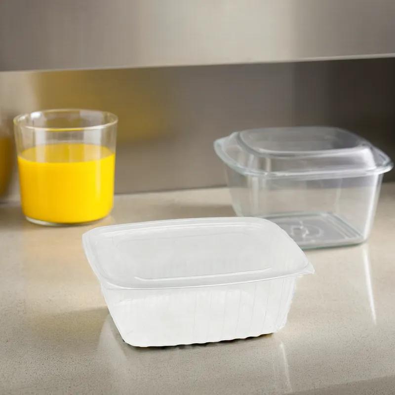 Victoria Bay Deli Container Base & Lid Combo With Flat Lid 64 OZ PLA Clear Rectangle 200/Case