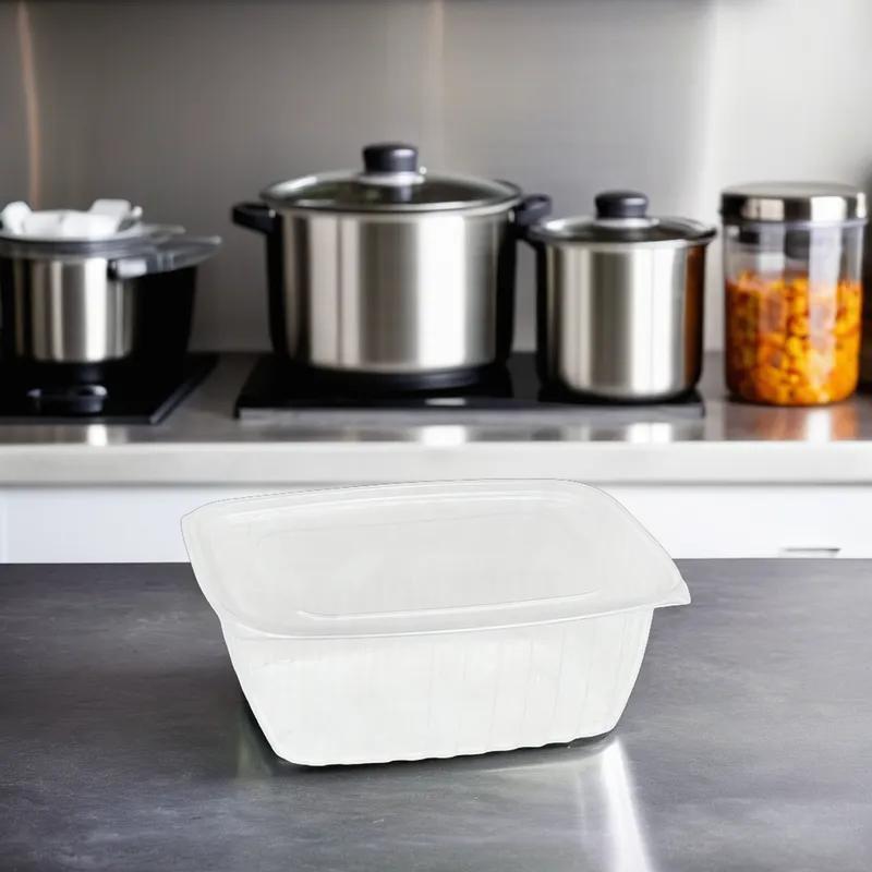 Victoria Bay Deli Container Base & Lid Combo With Flat Lid 64 OZ PLA Clear Rectangle 200/Case