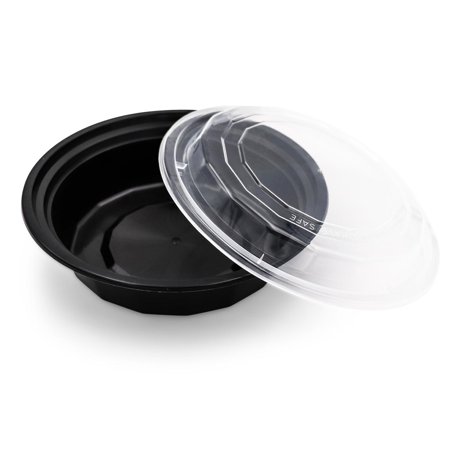 Victoria Bay Take-Out Container Base & Lid Combo 16 OZ PP Black Clear Round 150/Case