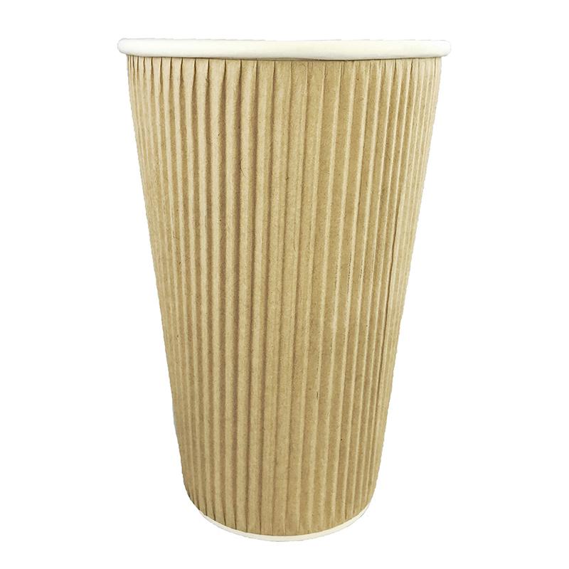 Victoria Bay Hot Cup 16 OZ Paper Kraft Fluted Rippled 500/Case