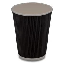 Victoria Bay Hot Cup 12 OZ Double Wall Poly-Coated Paper Black Fluted Rippled 500/Case