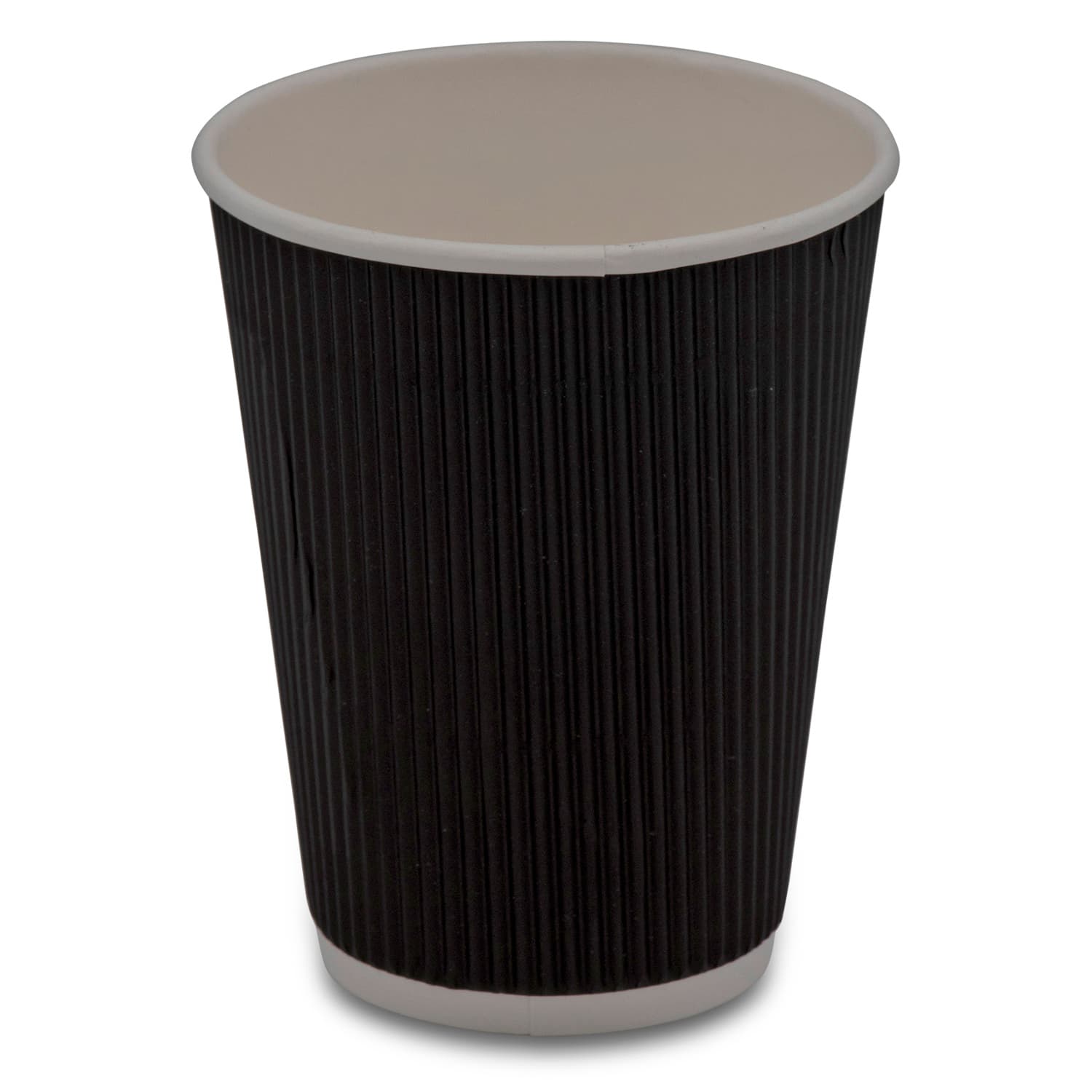 Victoria Bay Hot Cup 12 OZ Double Wall Poly-Coated Paper Black Fluted Rippled 500/Case