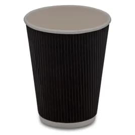 Victoria Bay Hot Cup 16 OZ Paper Black Fluted Double Wall 500/Case