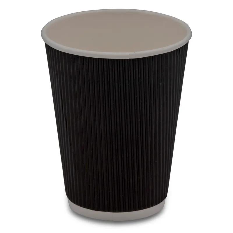 Victoria Bay Hot Cup 16 OZ Paper Black Fluted Double Wall 500/Case