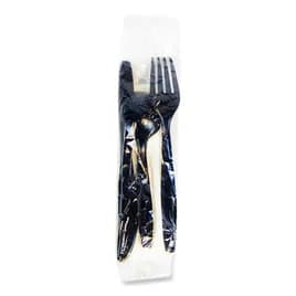 Victoria Bay 4PC Cutlery Kit PS Black Extra Heavy With White Napkin,Fork,Knife,Spoon 250/Case