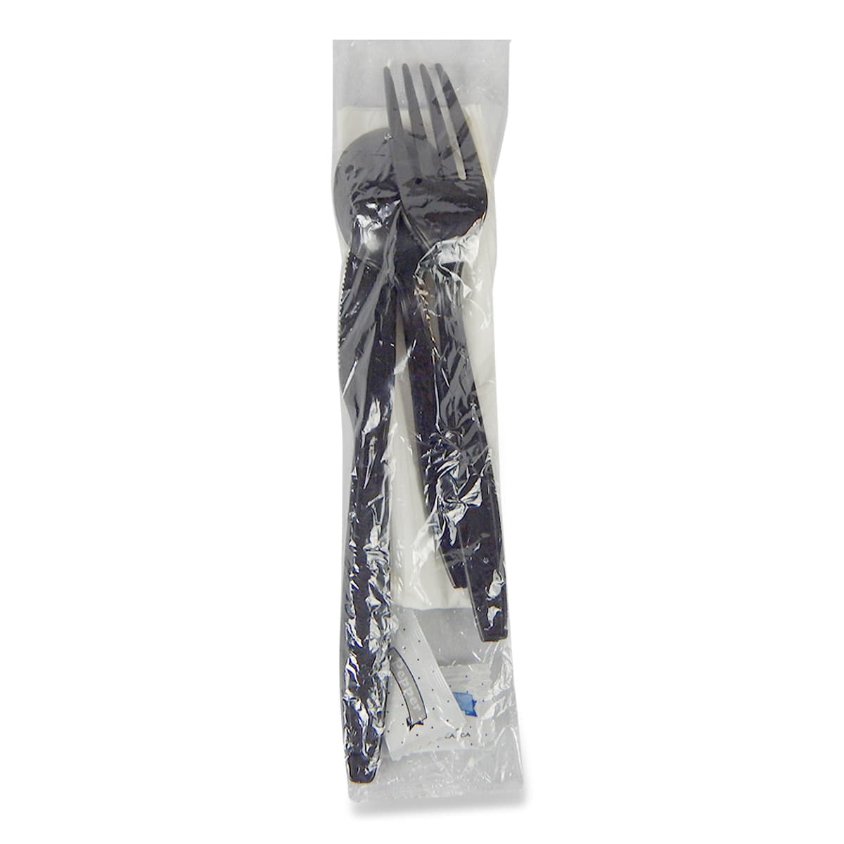 Victoria Bay 4PC Cutlery Kit PP Black Medium Weight With White 2PLY 12X16 Napkin,Fork,Knife,Spoon 250/Case