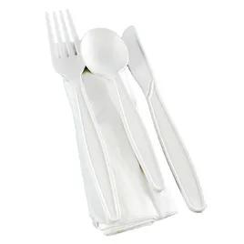 4PC Cutlery Kit PSM White With Napkin,Fork,Knife,Spoon 250/Case