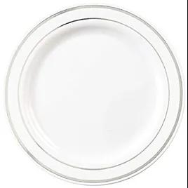 Plate 6 IN Plastic White Silver 120/Case