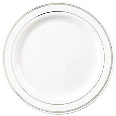 Plate 6 IN Plastic White Silver 120/Case