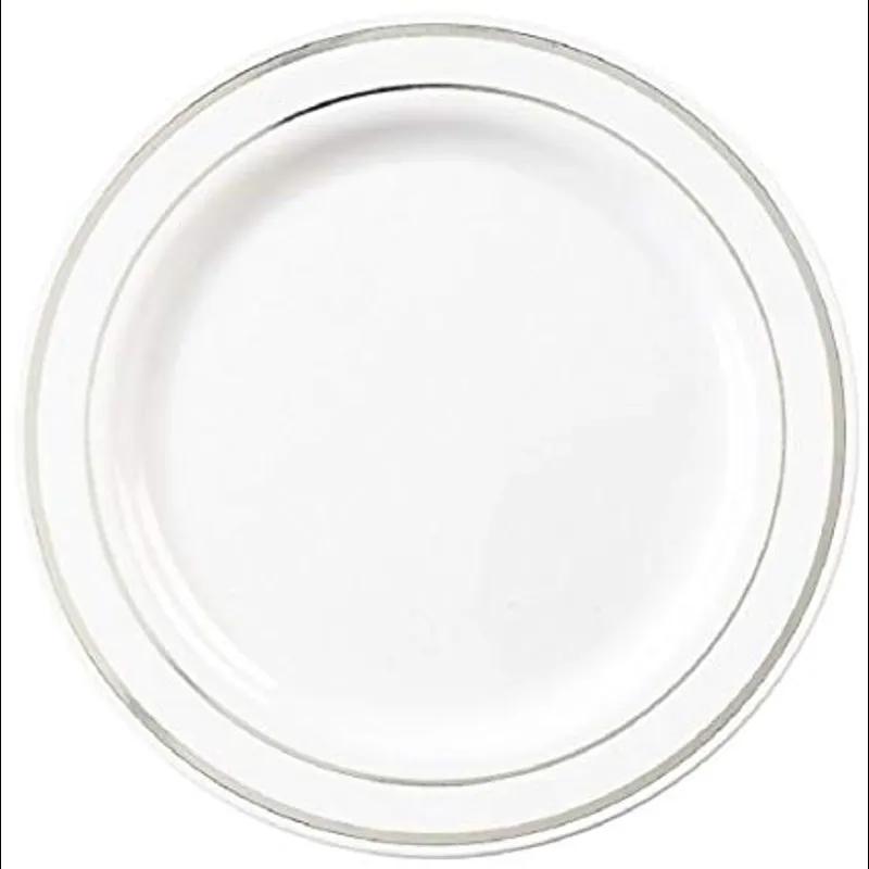 Plate 6 IN Plastic White Silver 120/Case
