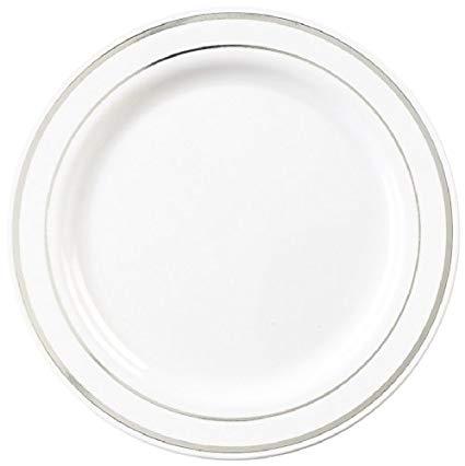 Plate 6 IN Plastic White Silver 120/Case
