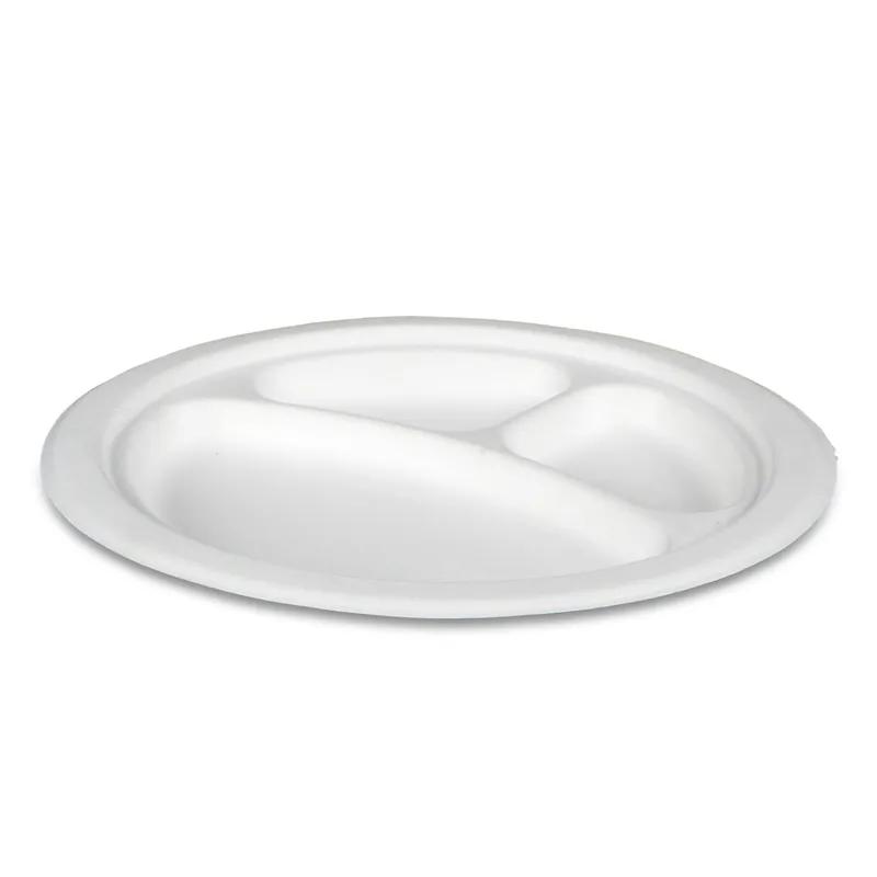 Victoria Bay Plate 9 IN 3 Compartment Sugarcane Natural 500/Case