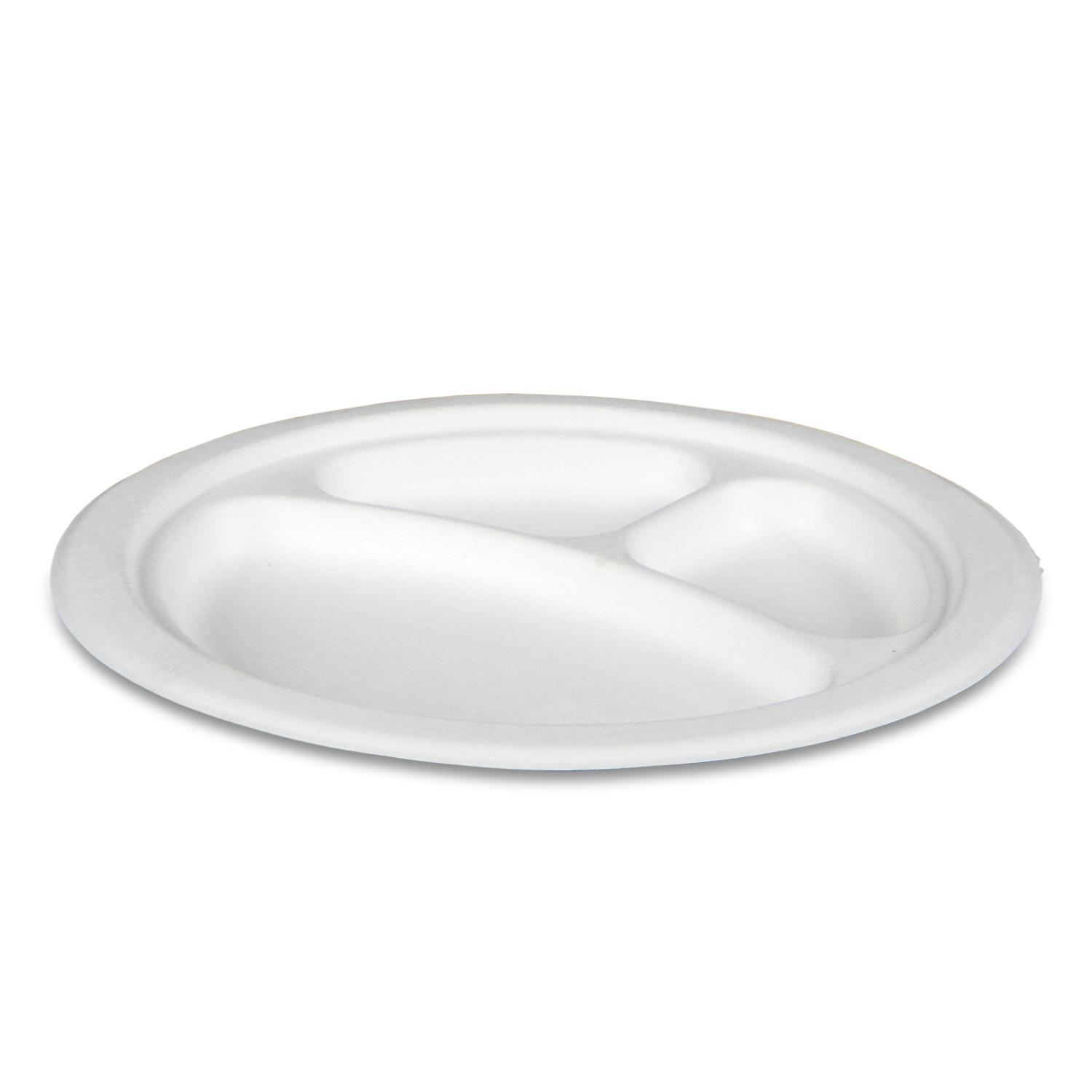 Victoria Bay Plate 9 IN 3 Compartment Sugarcane Natural 500/Case