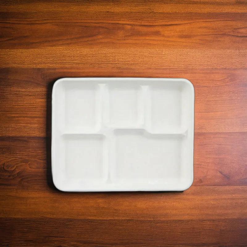 Victoria Bay Cafeteria & School Lunch Tray 9.5X6 IN 5 Compartment Sugarcane Natural 500/Case