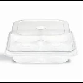 Crystal Seal® Muffin Container 7.81X7.63X3.22 IN 4 Compartment PET Square Smooth Wall 200/Case