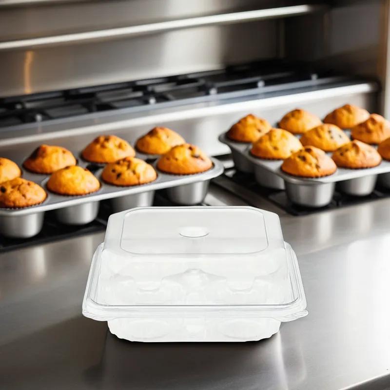 Crystal Seal® Muffin Container 7.81X7.63X3.22 IN 4 Compartment Square 200/Case