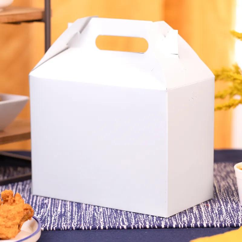 Lunch Take-Out Box Barn Large (LG) 8.875X5X6.75 IN SBS Paperboard White Rectangle 150/Case