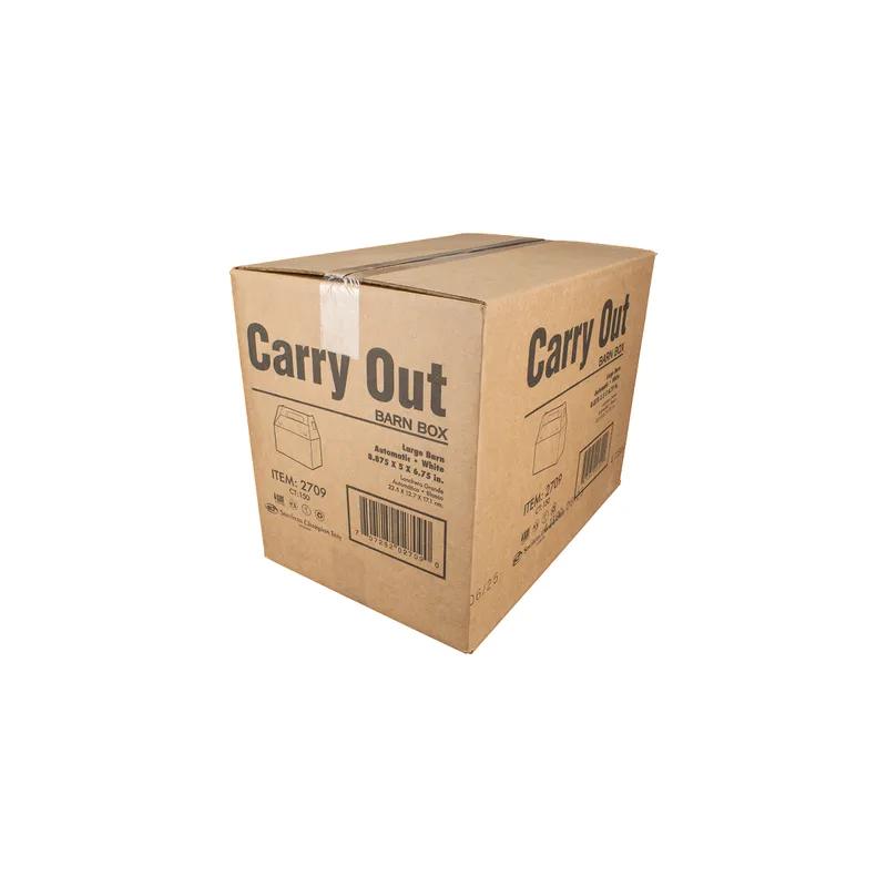 Lunch Take-Out Box Barn Large (LG) 8.875X5X6.75 IN SBS Paperboard White Rectangle 150/Case
