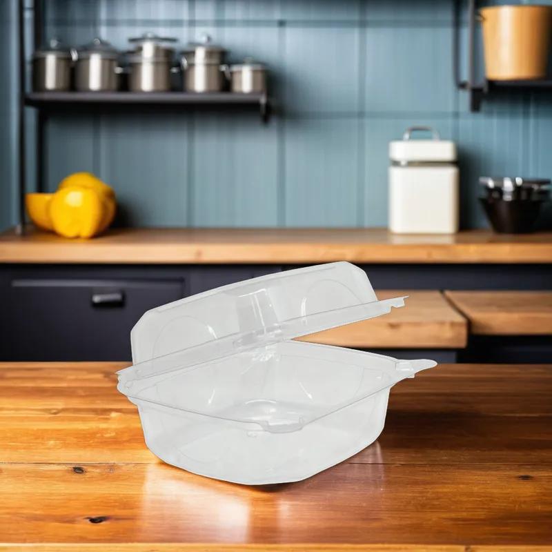 Take-Out Container Hinged 6X6 IN RPET Clear 200/Case