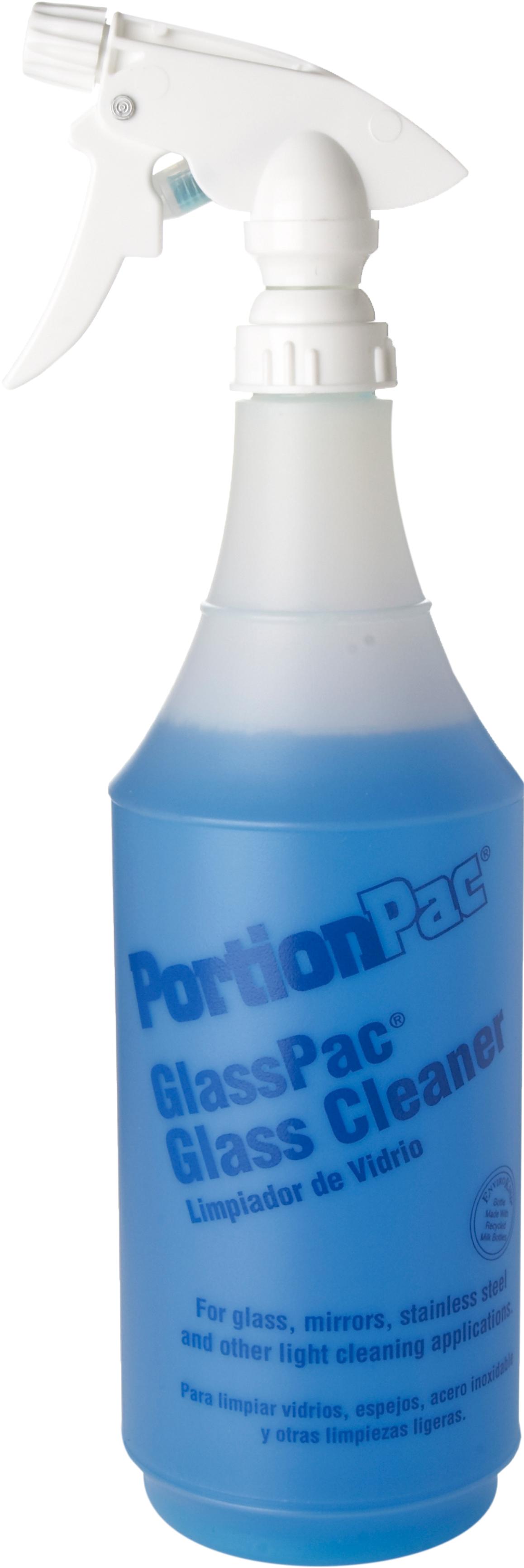 PortionPac GlassPac® GlassPac Glass Cleaner Spray Bottle & Trigger Sprayer 32 FLOZ Plastic Clear White Blue 1/Each