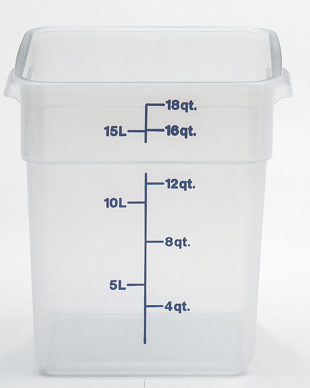 Food Storage Container 18 QT Translucent Square 1/Each