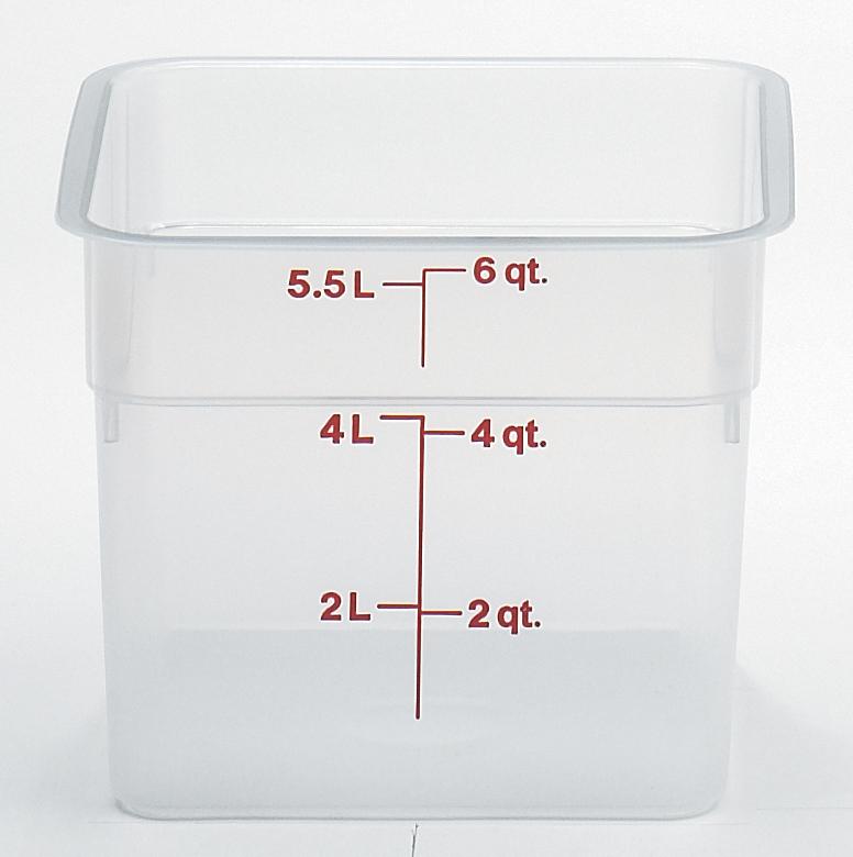 Food Storage Container 6 QT Translucent Square 1/Each