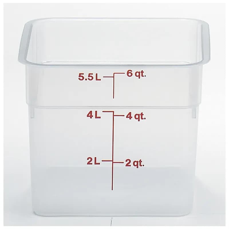 Food Storage Container 6 QT Translucent Square 1/Each