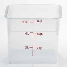 Food Storage Container 6 QT Translucent Square 1/Each