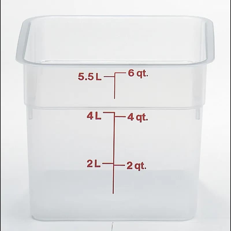 Food Storage Container 6 QT Translucent Square 1/Each