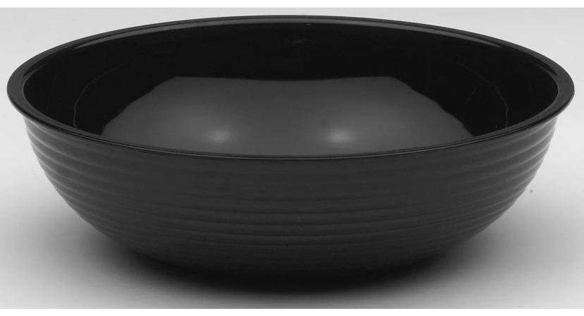 Camwear® Bowl 10 IN 3.2 QT PC Black Round Ribbed 12/Case