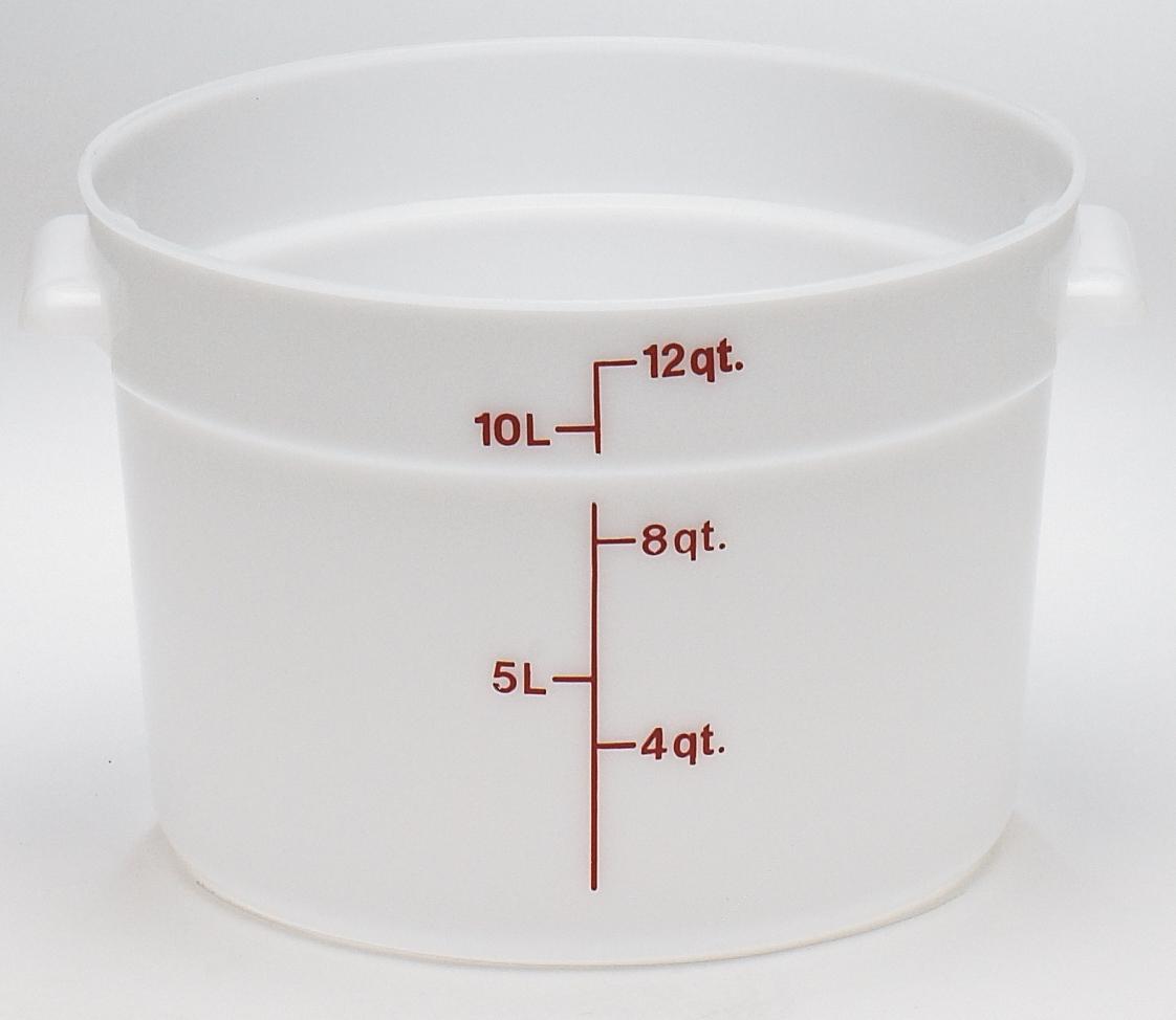 Food Storage Container 12 QT White Round 1/Each
