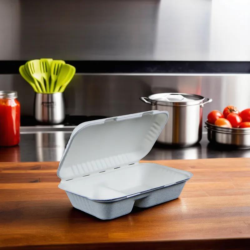 Victoria Bay Hoagie & Sub Take-Out Container Hinged 9X5 IN 2 Compartment Sugarcane Rectangle 200/Case