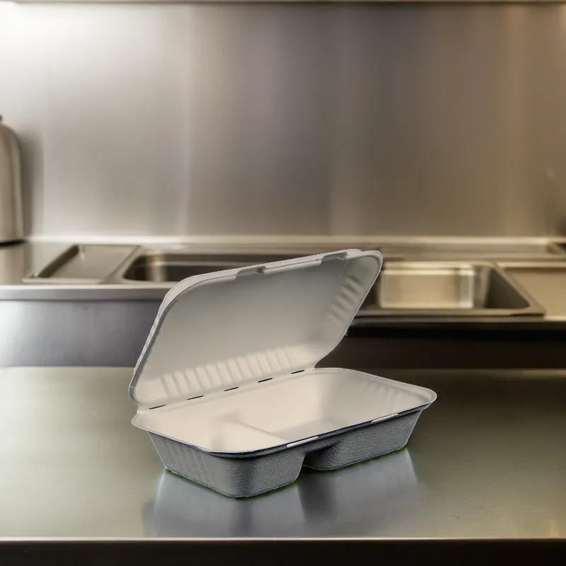 Victoria Bay Hoagie & Sub Take-Out Container Hinged 9X5 IN 2 Compartment Sugarcane Rectangle 200/Case