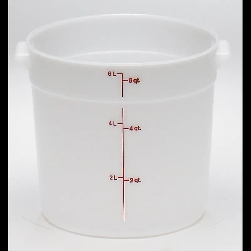 Food Storage Container 6 QT White Round 1/Each