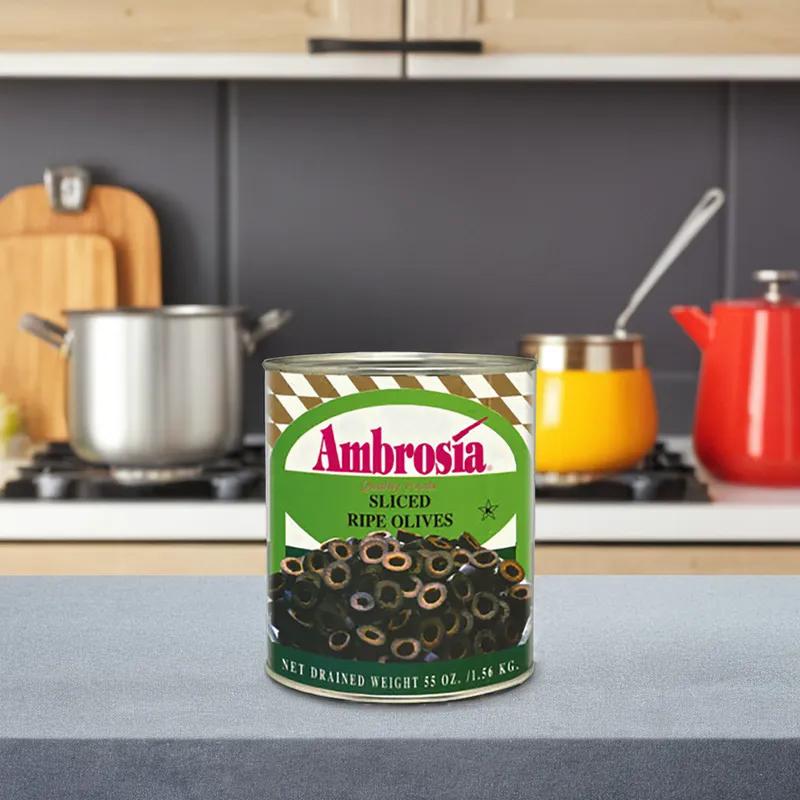 Ambrosia Sliced Black Olives #10 CN 6/Case