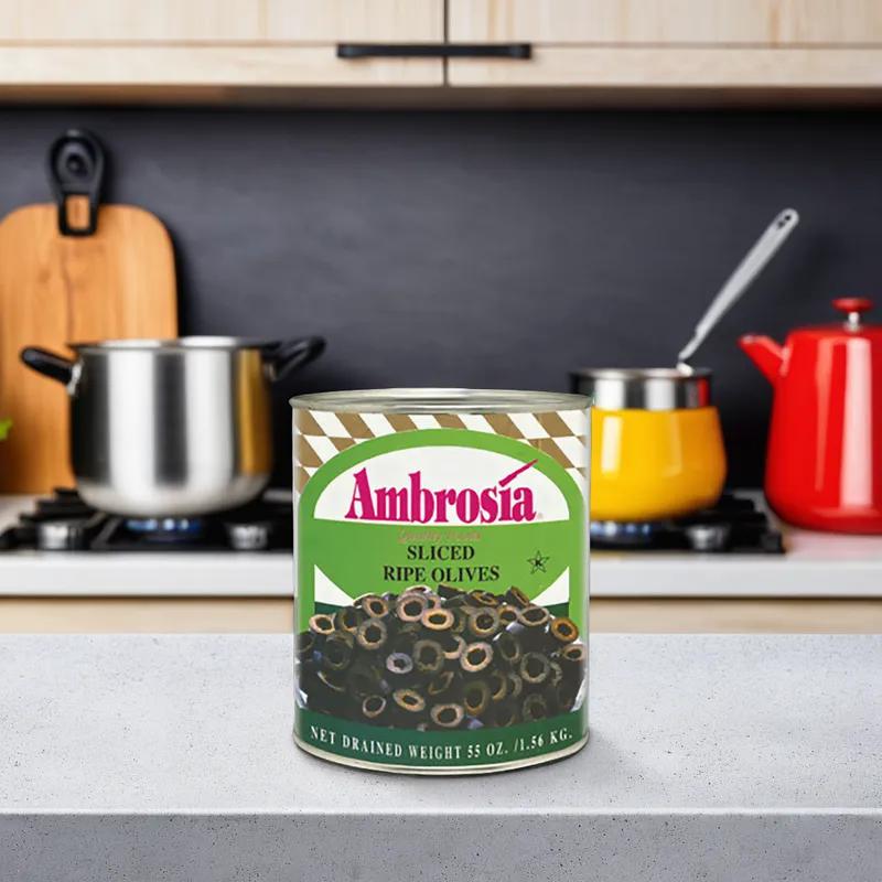 Ambrosia Sliced Black Olives #10 CN 6/Case