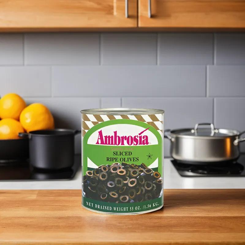 Ambrosia Sliced Black Olives #10 CN 6/Case