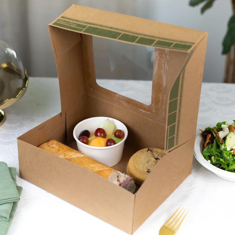 FiberPac Take-Out Box Tuck-Top With Flat Lid 9.25X7.375X3.125 IN PCF Kraft Rectangle 200/Case