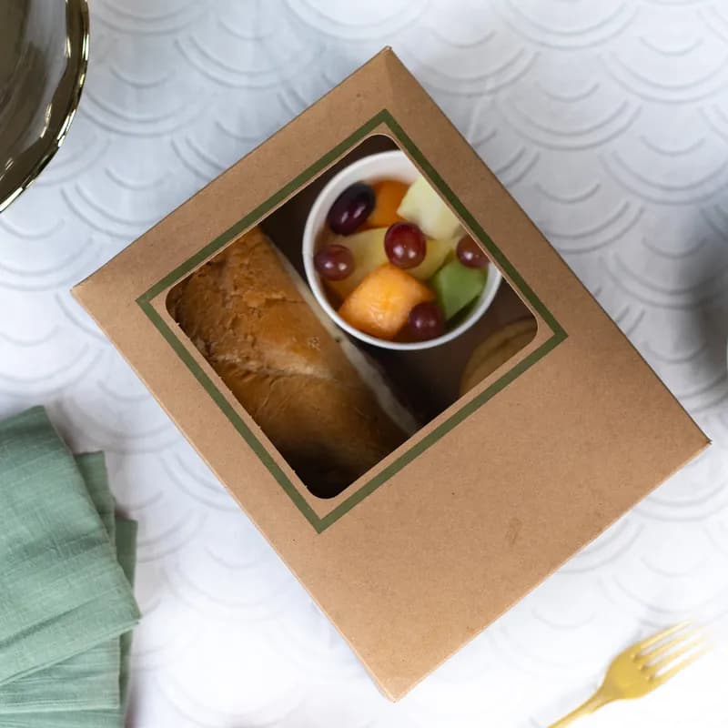 FiberPac Take-Out Box Tuck-Top With Flat Lid 9.25X7.375X3.125 IN PCF Kraft Rectangle 200/Case