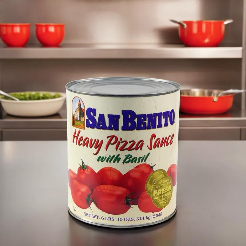 San Benito Basil Pizza Sauce 102 OZ Red #10 CN Heavy Based 13% Acidity 6 Count/Case