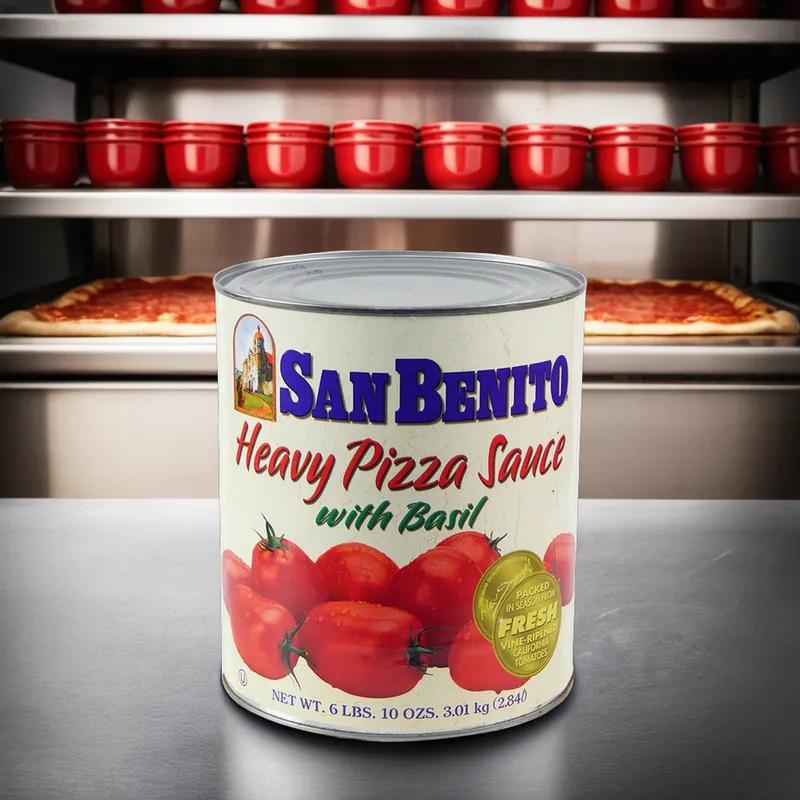 San Benito Basil Pizza Sauce 102 OZ Red #10 CN Heavy Based 13% Acidity 6 Count/Case