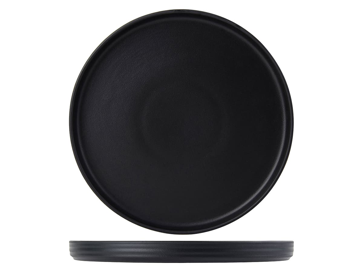 TuxTrendz Zion Plate 10.75X0.875 IN China Matte Black Round Fully Vitrified 12/Case