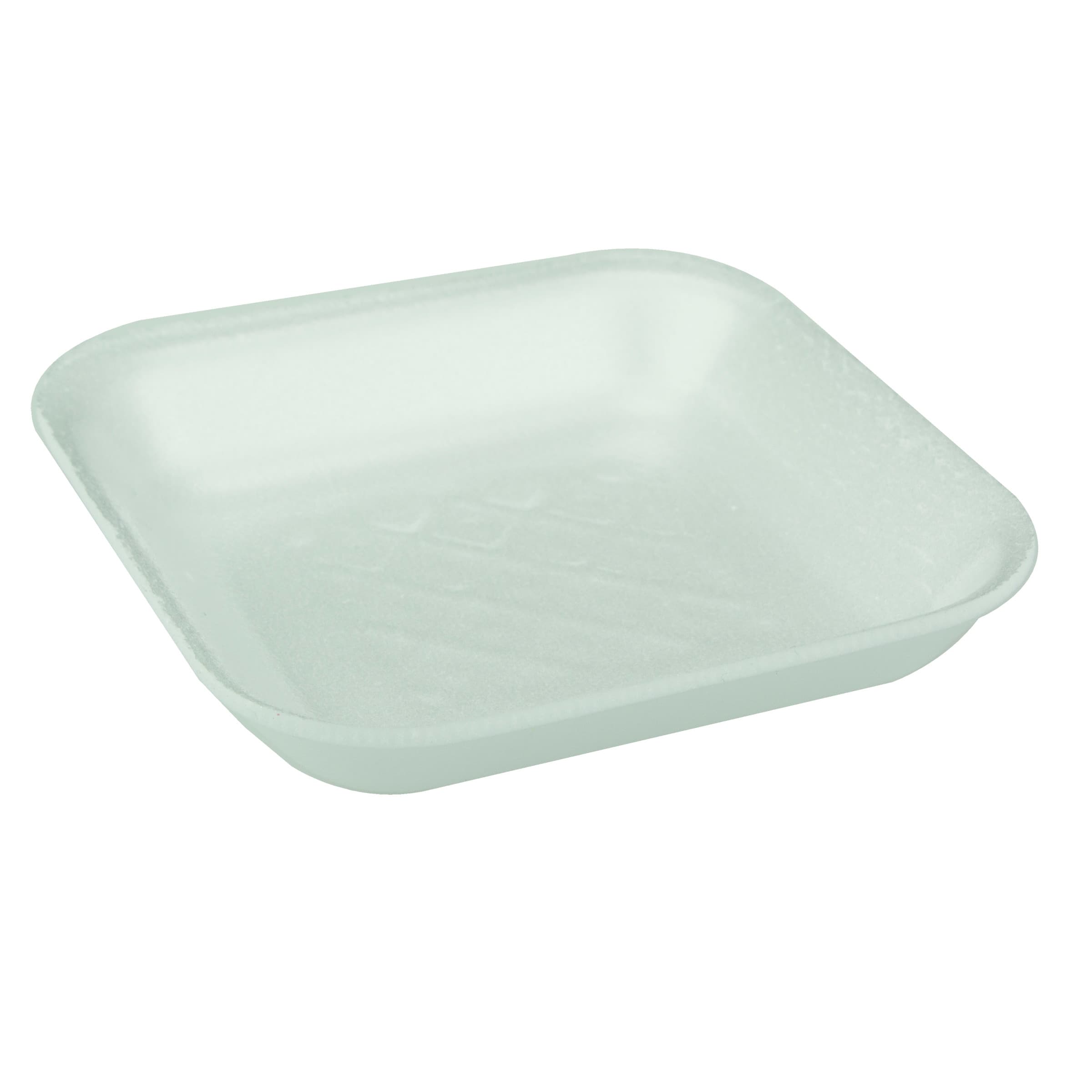 1 Supermarket Tray 5.1X5.1X0.91 IN Polystyrene Foam White Rectangle 1000/Case