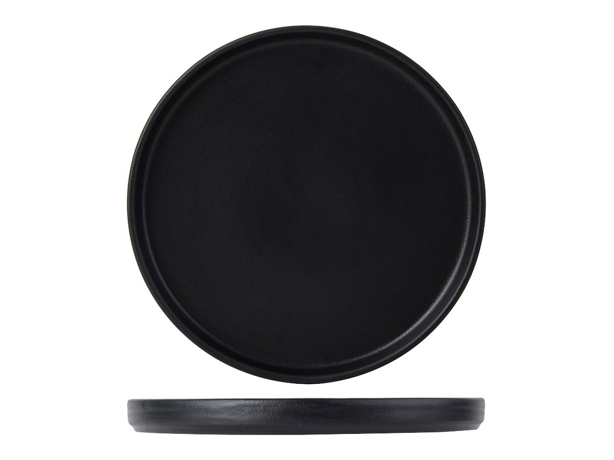 TuxTrendz Zion Plate 8.25X0.75 IN China Matte Black Round Fully Vitrified 24/Case