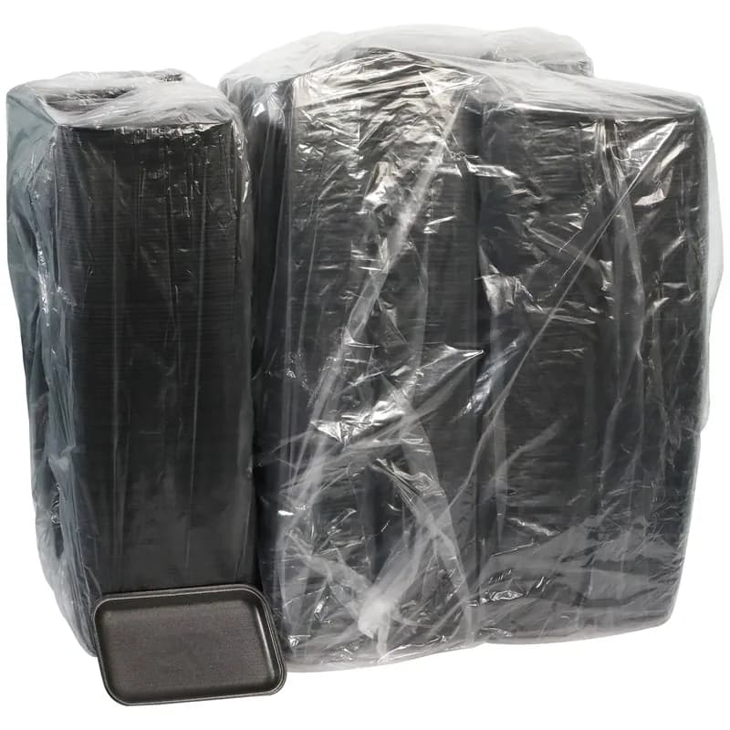 17S Meat Tray 8.3X4.8X0.65 IN Polystyrene Foam Black Rectangle 1000/Case