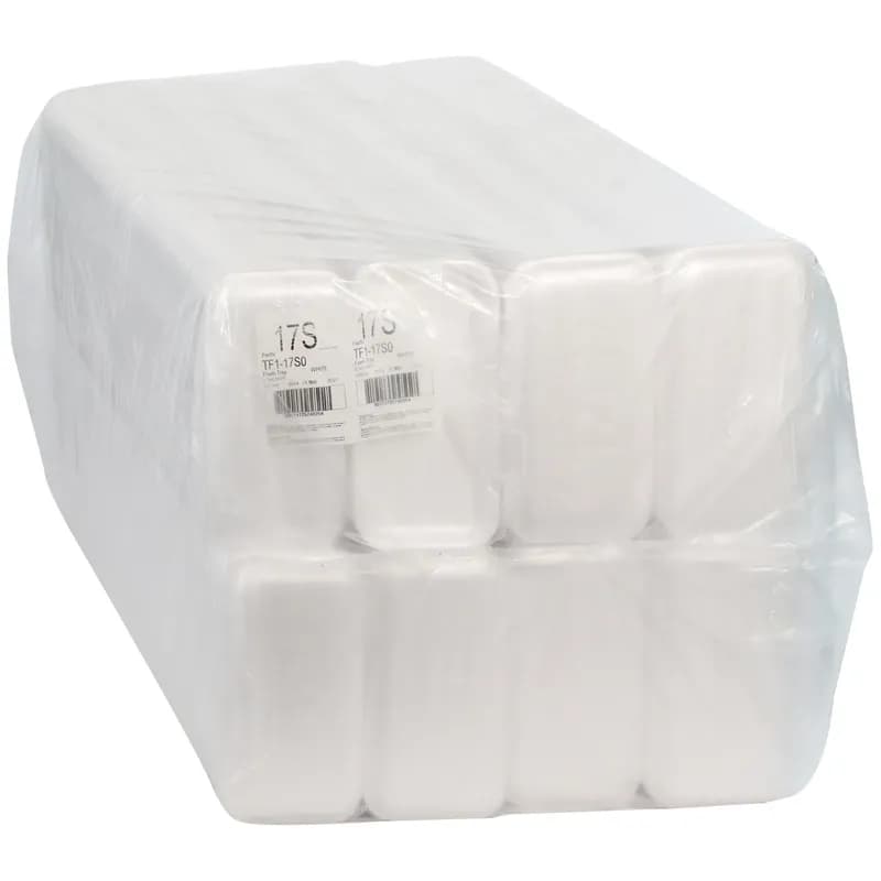 17S Supermarket Tray 8.3X4.8X0.65 IN Polystyrene Foam White Rectangle 1000/Case