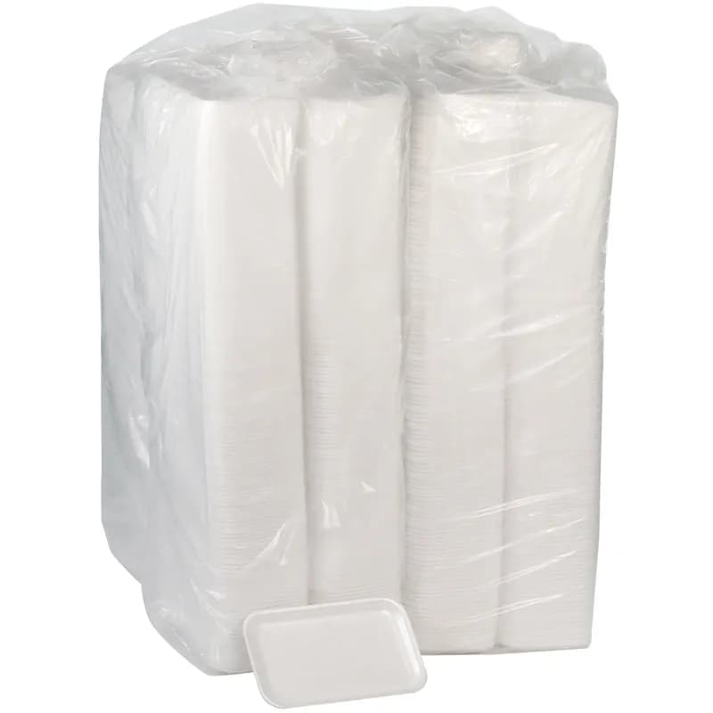 17S Supermarket Tray 8.3X4.8X0.65 IN Polystyrene Foam White Rectangle 1000/Case