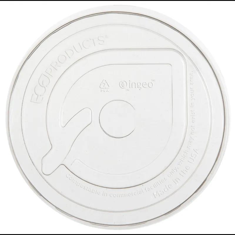 GreenStripe® Lid Flat PLA Translucent For 9-24 OZ Cold Cup With Hole 1000/Case