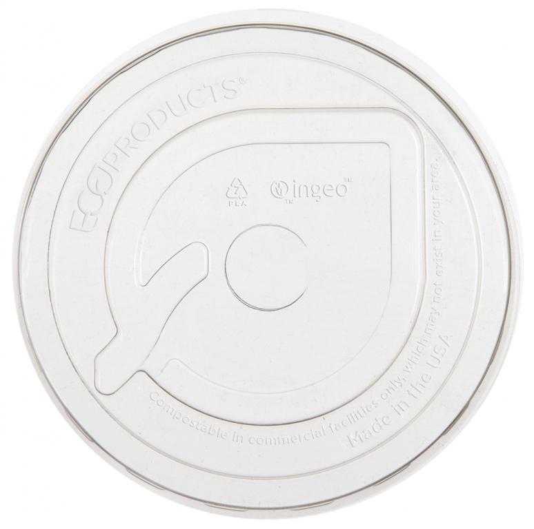 GreenStripe® Lid Flat PLA Translucent For 9-24 OZ Cold Cup With Hole 1000/Case
